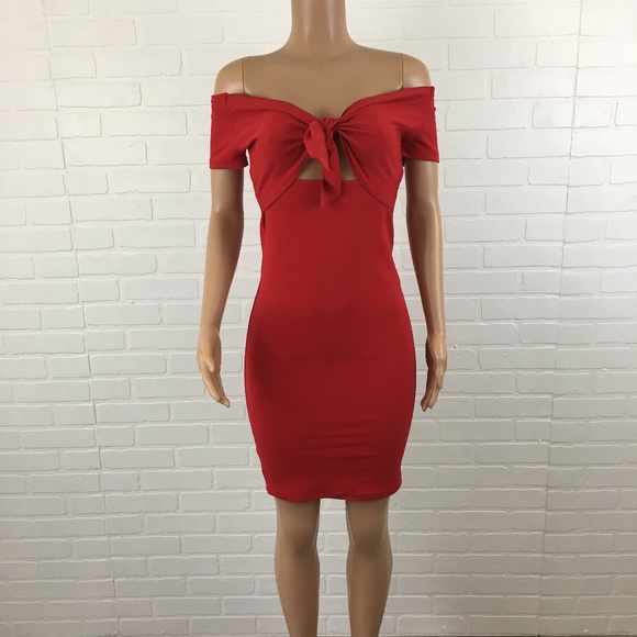 Zara Dresses & Skirts - Zara Womens Dress Size S Red Cold Shoulder Tie